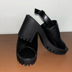 Black chunky combat heels